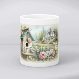 Caneca Cottagecore Birdhouse with Floral Garden