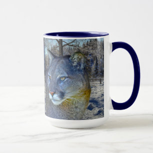 Caneca Cougar Mountain Lion & Winter Tree