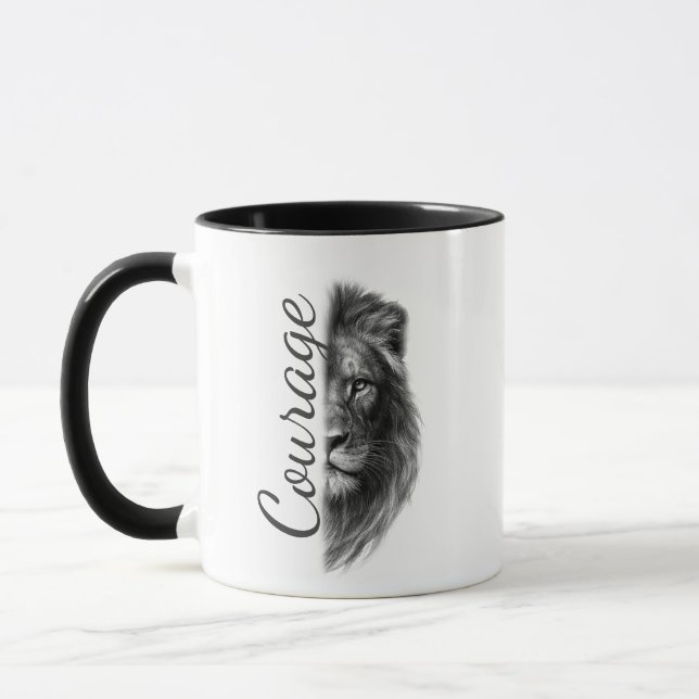 Caneca Courage Leão Artístico Minimal-  (Esquerda)