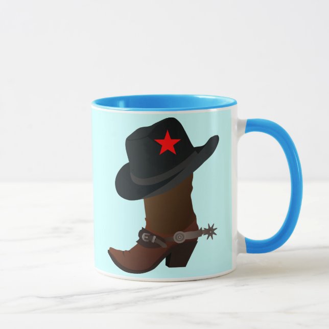 CANECA COWBOY BOOT E HAT COM STAR VERMELHA (Direita)