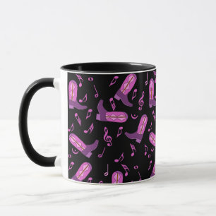 Caneca Cowboy Boots Music Notes Mug