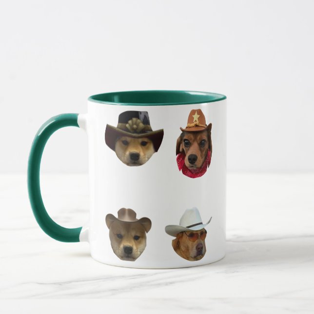 Caneca Cowboy Dogs Funny Meme Set for Dog and Meme Lovers (Esquerda)