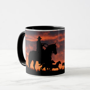 Caneca Cowboy Selvagem de Cavalos Ocidental