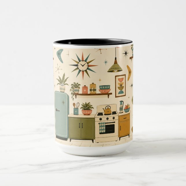 Caneca Cozinha Retro Atômica Moderna de Meados do Século  (Centro)