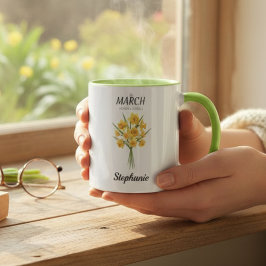 Caneca Cozy Botanical Daffodil – Personalized March Birth