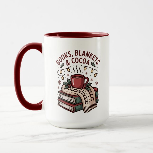 Caneca Cozy Holiday Cocoa & Book (Esquerda)
