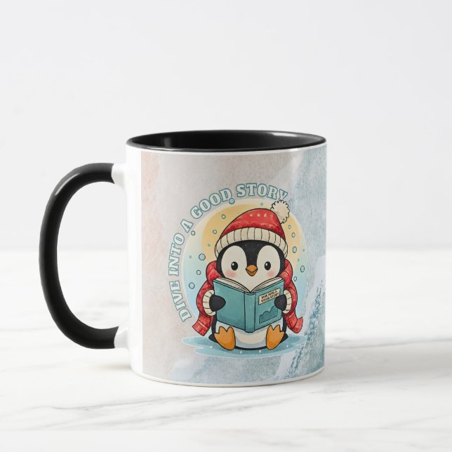 Caneca Cozy Reading Penguin Winter Coffee Tea Mug (Esquerda)