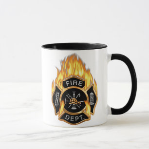 Caneca Crachá de bombeiros Dourado