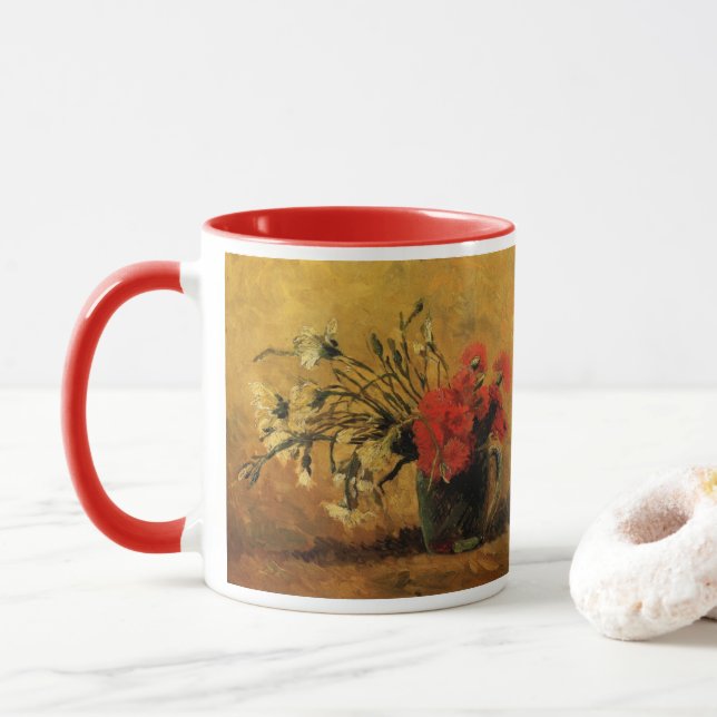 Caneca Cranes Vermelhas e Brancas por Vincent van Gogh (Com Donut)