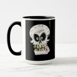 Caneca crânio bobo esqueleto rosto