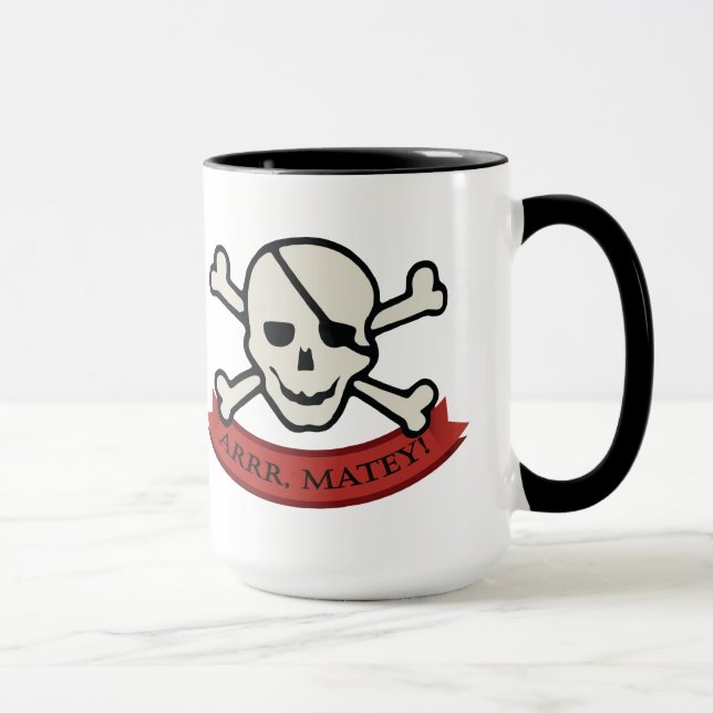 Caneca Crânio - Canhão preto de 15 oz (Direita)