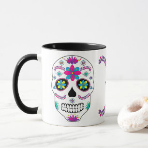 Caneca Crânio Colorido De Açúcar Mexicano Com Nome Mug