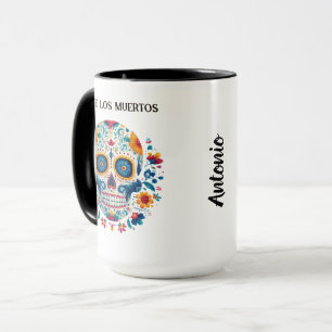 Caneca Crânio Colorido do Dia de los Muertos
