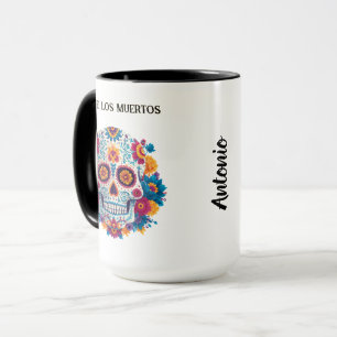 Caneca Crânio Colorido do Dia de los Muertos