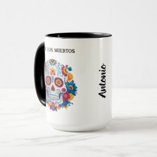 Caneca Crânio Colorido do Dia de los Muertos
