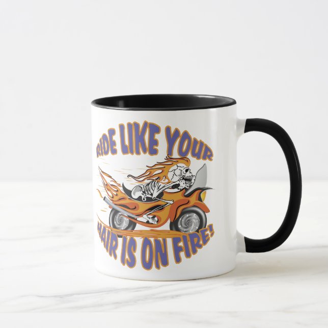 Caneca Crânio de Motocicleta Flaming (Direita)