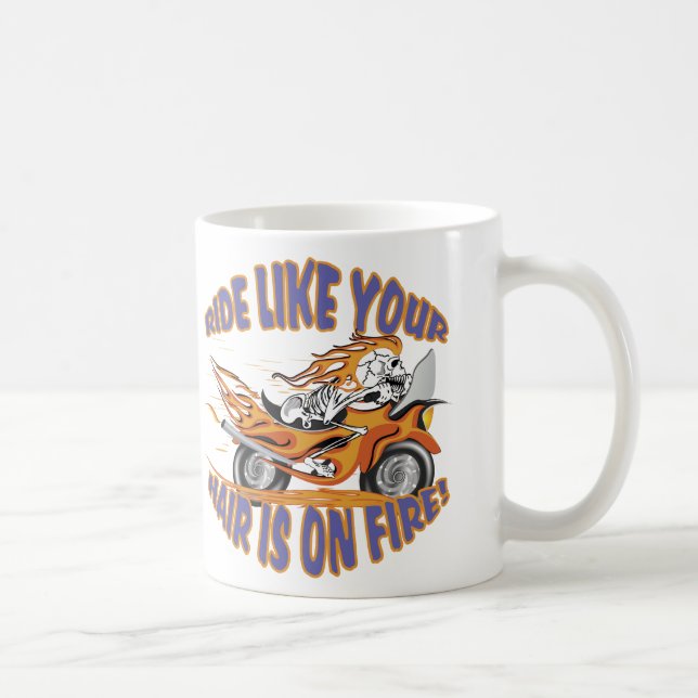 Caneca Crânio de Motocicleta Flaming (Direita)