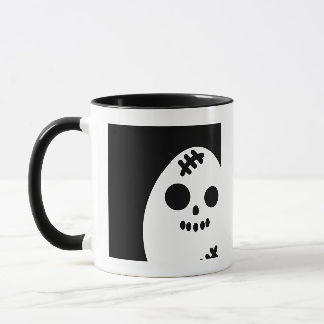 Caneca Crânio de Ovo Assustador - Halloween | Adicione se (Esquerda)