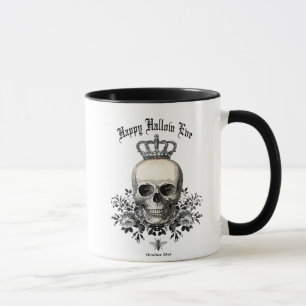 Caneca Crânio do Dia das Bruxas Moderno Vintage com a cor