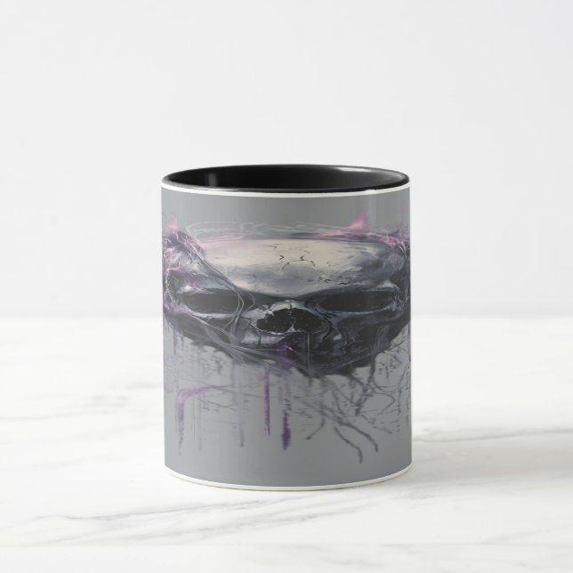 Caneca Crânio Etéreo Abstrato Grunge Arte Sombria (Centro)