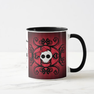 Caneca Crânio gótico em vermelho e preto