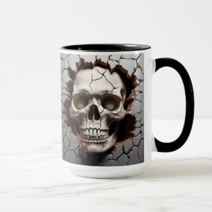Caneca Crânio humano numa parede rachada