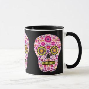 Caneca Crânio mexicano cor-de-rosa do açúcar