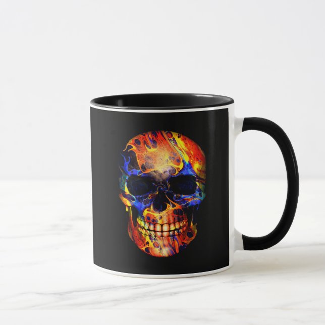 CANECA CRÂNIO PINTURA NEON ABSTRATA (Direita)