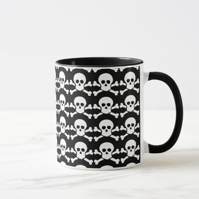 Caneca crânio pirata preto e branco (Direita)