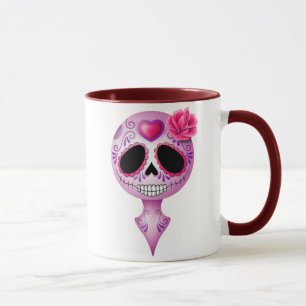 Caneca Crânio roxo bonito do açúcar