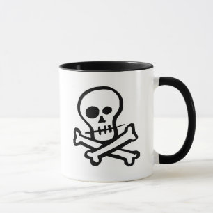 Caneca Crânio simples & Crossbones de B&W