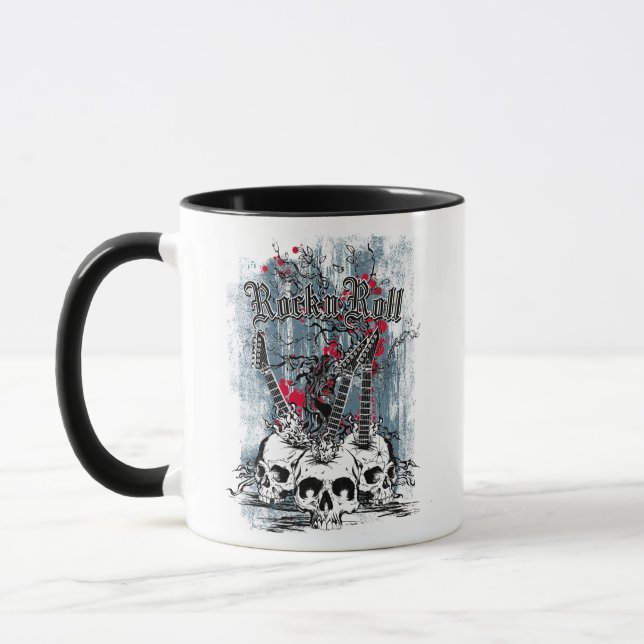 Caneca Crânios de Guitarra Rock n Roll (Esquerda)