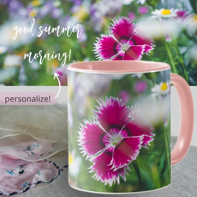 Caneca Cravo rosa com margaridas (Criador carregado)