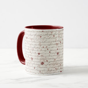 Caneca Creme Corações Vermelhos