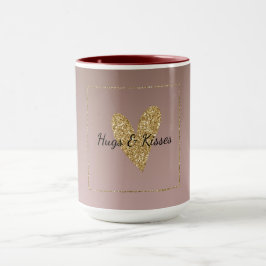 Caneca Creme de Cacau Castanho Ombre Dourado Coração Lumi