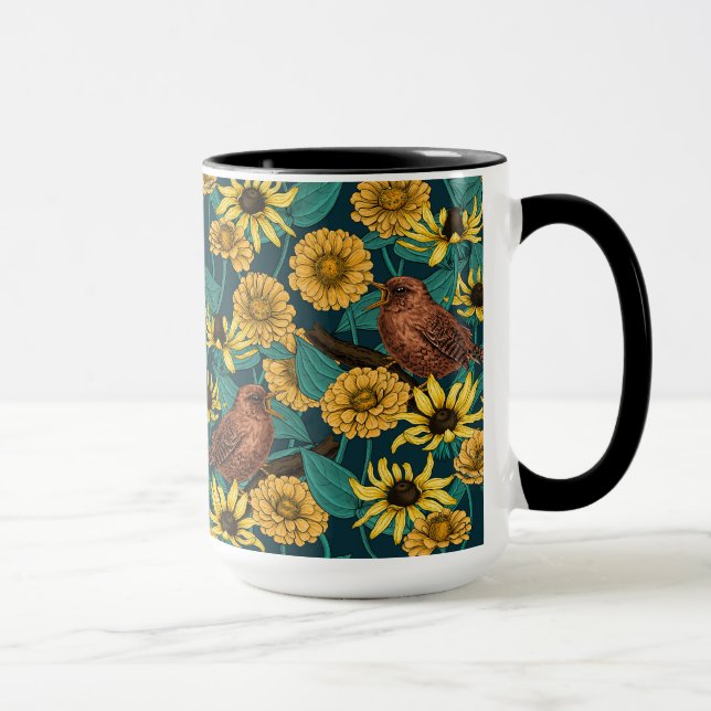 Caneca Crenças e flores em azul escuro (Direita)