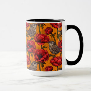 Caneca Crenças em um jardim de anêmonas vermelho
