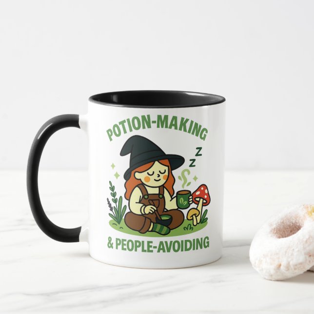 Caneca Criação de Poções & Evitamento de Pessoas – Bruxa  (Com Donut)