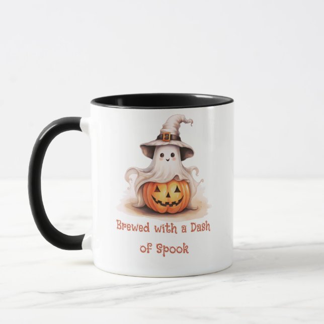 Caneca Criado com um traço de Spook Ghost Halloween Mug (Esquerda)