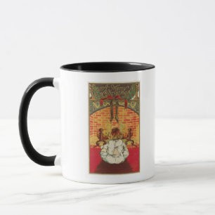 Caneca Criança na frente da Lareira
