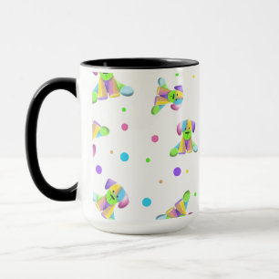 Caneca crianças arco-íris cachorro cachorrinho bolinhas c