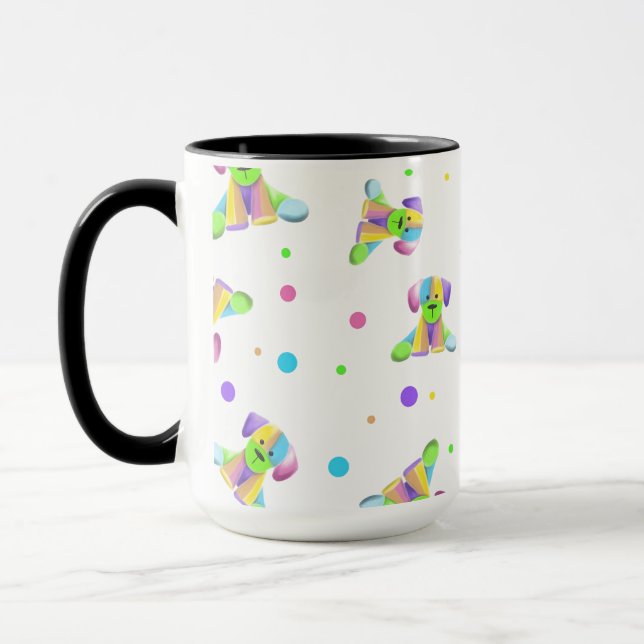 Caneca crianças arco-íris cachorro cachorrinho bolinhas c (Esquerda)