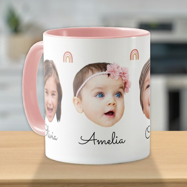 Caneca Crianças Bebidas Face 4 Fotos Rainbow Boho (Criador carregado)