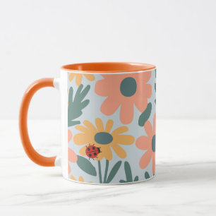 Caneca crianças Cute Ladybug Bolinhas Daisy Flower Padrão