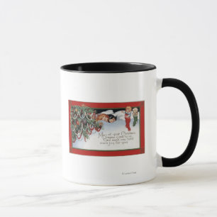 Caneca Crianças de ChristmasSleeping e um poema