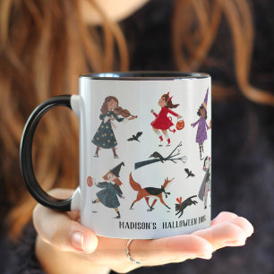 Caneca crianças fazendo truque ou travessura no Halloween