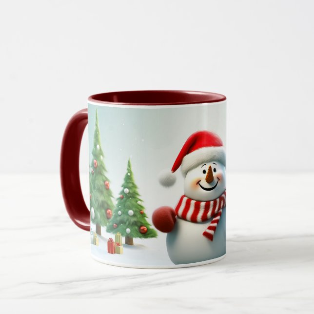 Caneca Crianças Felizes Bonitos Meninos Natal Boneco de N (Frente Esquerda)