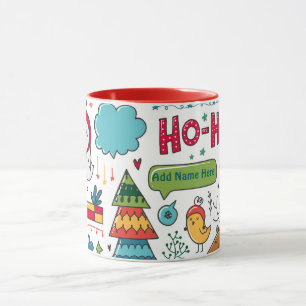 Caneca Crianças Personalizadas Arte Foliar de Natal Deco