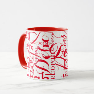 Caneca Criar nome vermelho e branco
