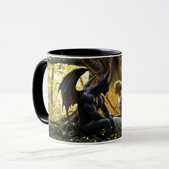 Caneca Criaturas celestiais fantasia de demônio de anjo (Frente Esquerda)
